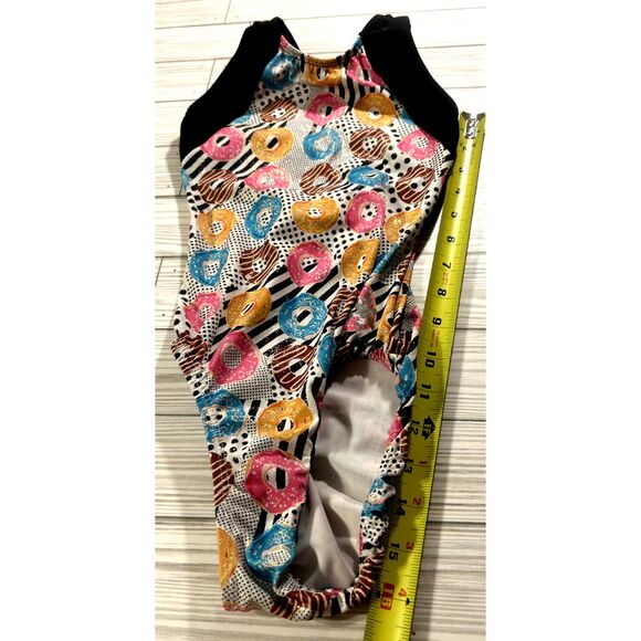 SNOWFLAKE Gymnastics Dance LEOTARD Adult Xsmall DONUTS With Matching Scrunchie - Picture 7 of 7